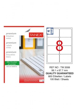 Tanex Tw-2008 99,1X67,7 Mm Laser Etiket 100 Lü