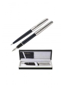Scrikss 78 Dolmakalem & Tükenmez Kalem Yarı Krom Takım Siyah Lüks Kutu