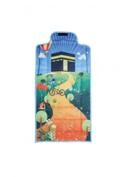 Çantalı Yasir Çocuk Seccadesi Mavi Renk -Erkek