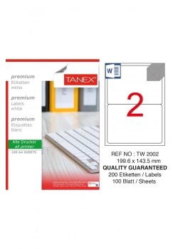 Tanex Tw-2002 199,6X143,5 Mm Laser Etiket 100Lü