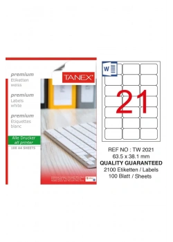 Tanex Tw-2021 63,5X38,1 Mm Laser Etiket 100Lü
