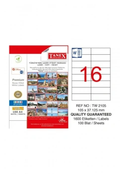 Tanex Tw-2105 105X37,125 Mm  Laser Etiket 100Lü