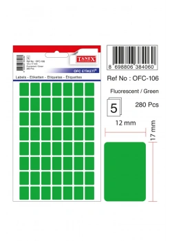 Tanex Ofc-106 Flo Yeşil Ofis Etiketi 5Li