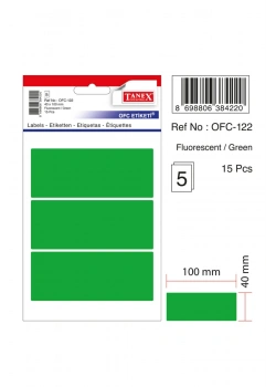 Tanex Ofc-122 Flo Yeşil Ofis Etiketi 5Li