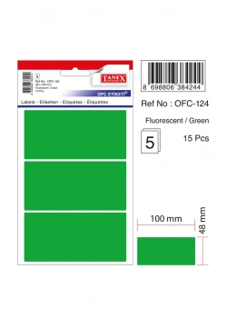 Tanex Ofc-124 Flo Yeşil Ofis Etiketi 5Li