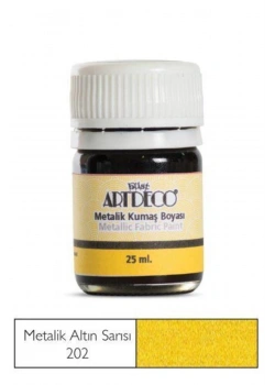 Lisans Artdeco Metalik Kumaş Boyası 25Ml. Gold Yellow Altın Sarısı  Lv-Y-011A-202