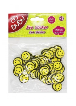 Bu-Bu Eva Stıcker Gülen Yüz Küçük 12Li Pvc Kod:Bubu-Sts029