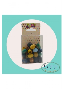 Odak Tahta Oval Renkli Boncuk 12 Mm