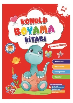 Konulu Boyama Kitabı Kırmızı 4-5 Yaş Meslek Dinazor Gezegen  Uçaklar Koloni