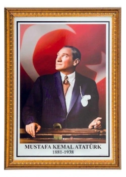 İnter 50X70 Varaklı Çerçeve Duvara Monte Atatürk Portresi Kod:Int-026