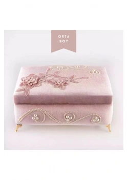 Hayrat 571 Çeyizlik Pleksili Orta Boy Kadife Kuranı Kerim Ayaklı Pembe Renk