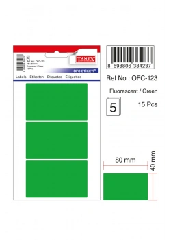 Tanex Ofc-123 Flo Yeşil Ofis Etiketi 5Li