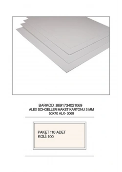 Alex 3Mm Maket Kartonu Beyaz 50X70