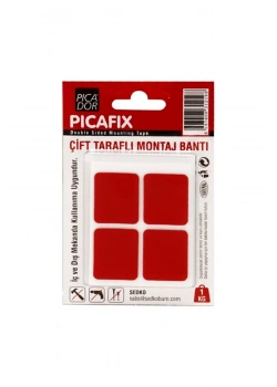 Picafix Çift Tarafli Montaj Bandi Kirmizi Kare