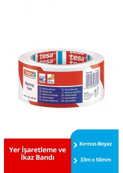 Tesa Yer İşaretleme Çizgili İkaz Bandı Kırmızı-Beyaz Kod:0009215
