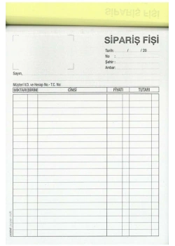 Pastel Sipariş Fişi 2n Otokopili 2/50
