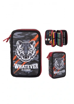 HOALAA 3 GÖZLÜ KALEM ÇANTASI DOLU TİGER ATLAS