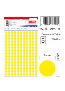 Tanex Ofc-127 Flo Sarı Ofis Etiketi 5Li
