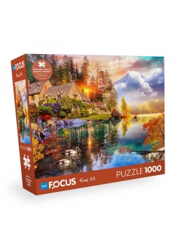 Mountain Houses Puzzle 1000 Parça Mavi Lale