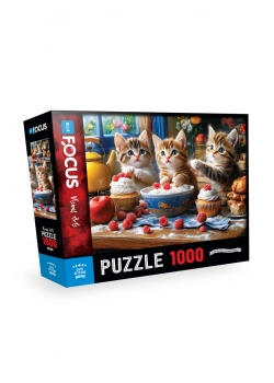 Cute Kittens Sevimli Kedicikler Puzzle 1000 Parça Mavi Lale