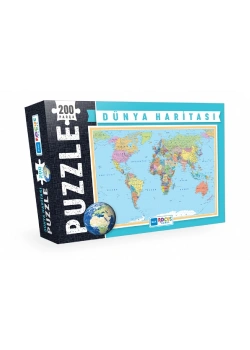 Blue Focus Kutulu 200 Parça Puzzle Dünya Haritası Mavi Lale