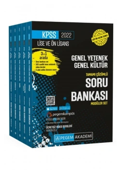 Pegem  Kpss 2022 Lise Ön Lisans Gy-Gk Tamamı Çözümlü Modüler Set Soru Bankası