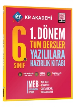 6.Sınıf 1.Dönem Tüm Dersler Yazılılara Hazırlık Kitabı Kr Akademi