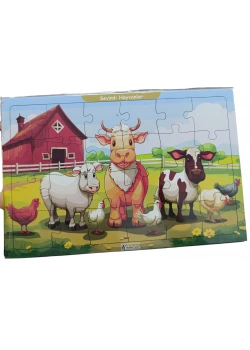 Ahşap Puzzle 24x30 cm 24 Parça Sevimli Hayvanlar Çiftlik