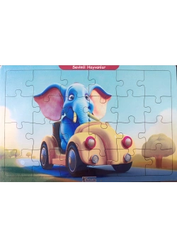 Ahşap Puzzle 24x30 cm 24 Parça Sevimli Hayvanlar Fil