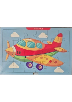 Ahşap Puzzle 24x30 cm 24 Parça Sevimli Uçak