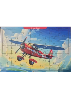 Ahşap Puzzle 24x30 cm 35 Parça Kırmızı Uçak