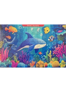 Ahşap Puzzle 24x30 cm 35 Parça Sevimli Hayvanlar Denizde