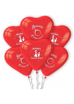 Benimle Evlenir Misin Baskılı Kalp Balon