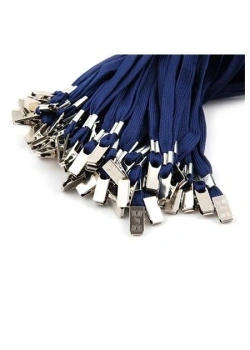 Metal Klipsli Kart Askı İpi Mavi