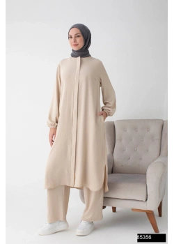 Modamiss Aerobin Kumaş Bayan Hac ve Umre Elbisesi (2 Parça) - Bej