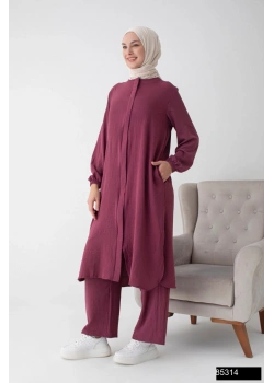 Modamiss Aerobin Kumaş Bayan Hac ve Umre Elbisesi (2 Parça) - Gül Kurusu