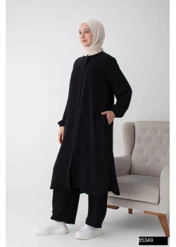 Modamiss Aerobin Kumaş Bayan Hac ve Umre Elbisesi (2 Parça) - Siyah