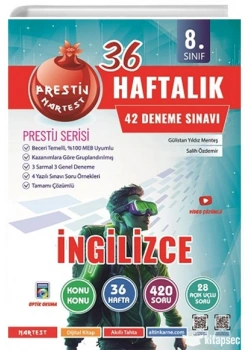 Nartest 8.Sınıf 36 Haftalık İngilizce Denemeleri Prestij Serisi