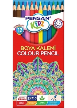 Pensan Kidz Kuru Boya Tüplü 12 Renk Tam Boy