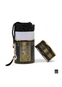 Taç Silindir Kutu (17*10*32)  + Cam İnci Tesbih (6mm)  + Lüks Tafta Seccade Seti