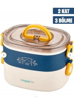 Vagon Life İki Katlı Çelik Beslenme Kutusu BL10403-2S Mavi