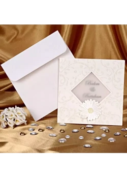 YENER DAVETİYE 162X229 MM 180 GRAM PRESTİJ BEYAZ LALE