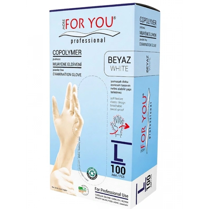 Tek Kullanımlık Copolymer Eldiven 100lü Beyaz (L)