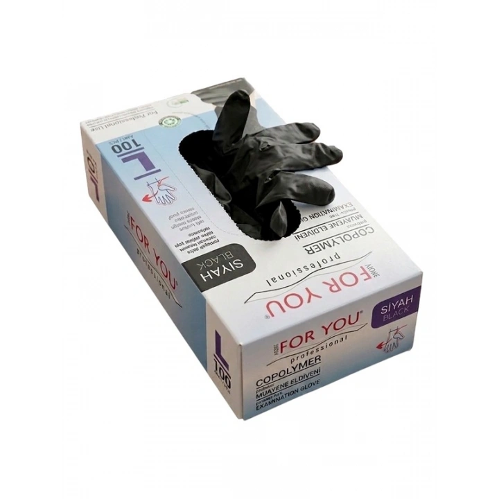 Tek Kullanımlık Copolymer Eldiven 100lü Siyah (L)