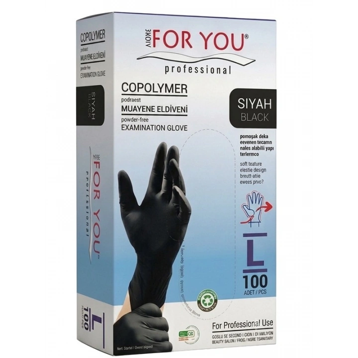 Tek Kullanımlık Copolymer Eldiven 100lü Siyah (L)