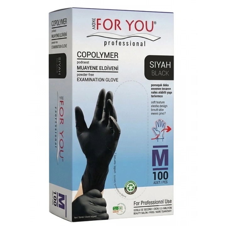 Tek Kullanımlık Copolymer Eldiven 100lü Siyah (M)