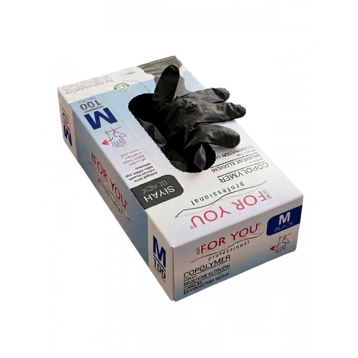 Tek Kullanımlık Copolymer Eldiven 100lü Siyah (M)