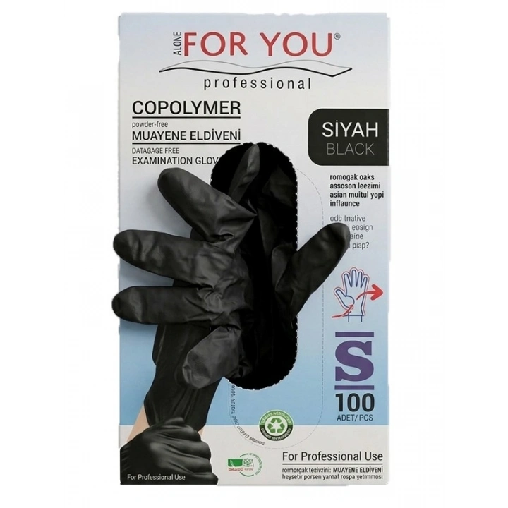 Tek Kullanımlık Copolymer Eldiven 100lü Siyah (S)