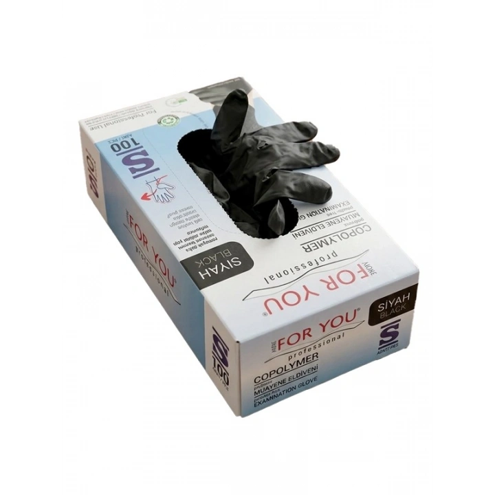 Tek Kullanımlık Copolymer Eldiven 100lü Siyah (S)