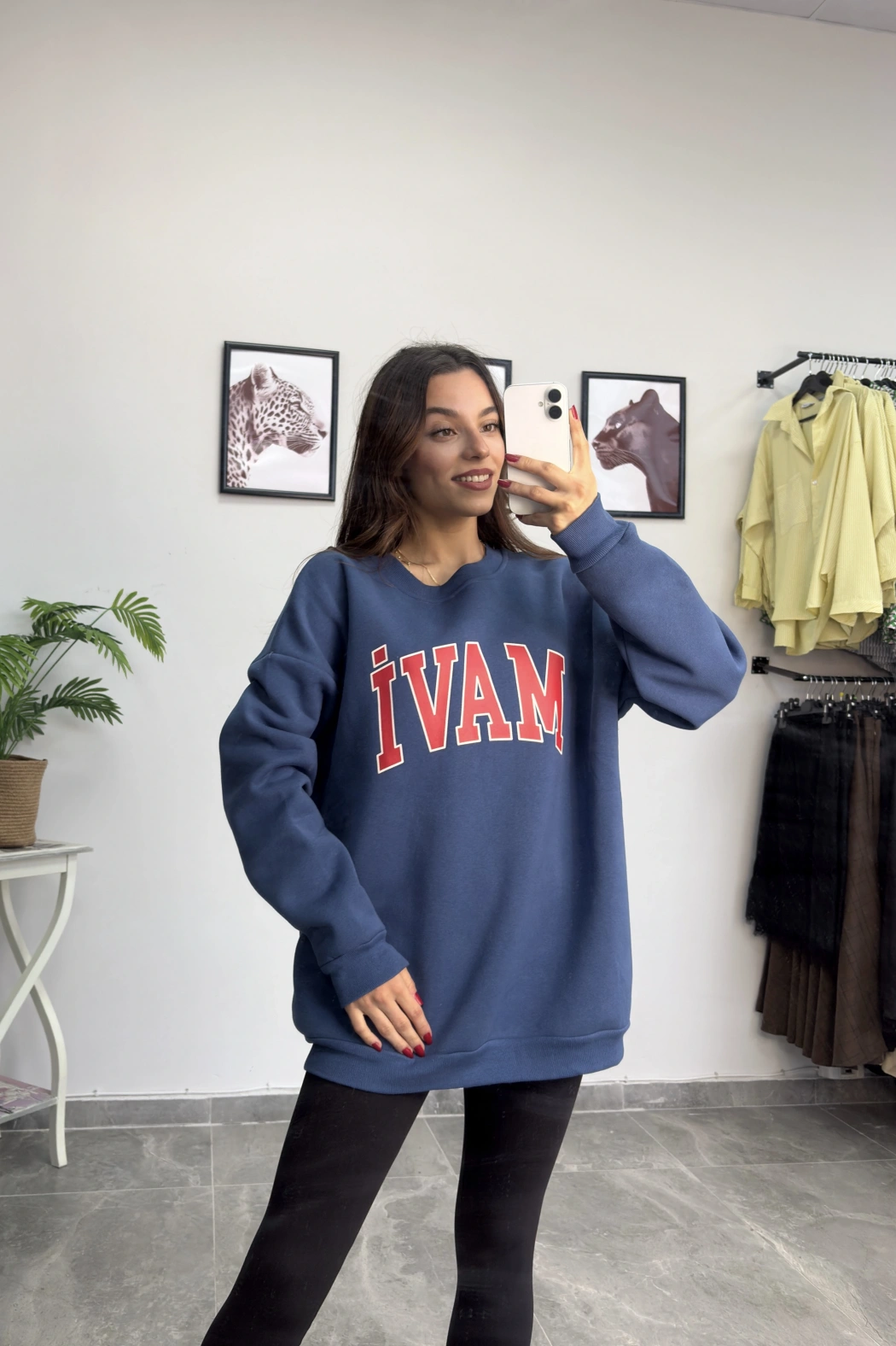 Orijinal Marka Mavi Şardonlu Sweatshirt